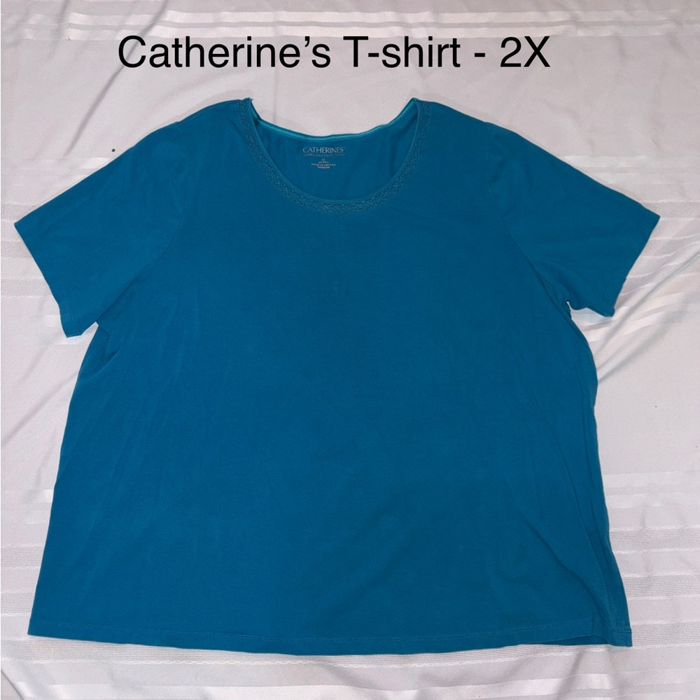 Catherines Teal Short Sleeve Women's Top